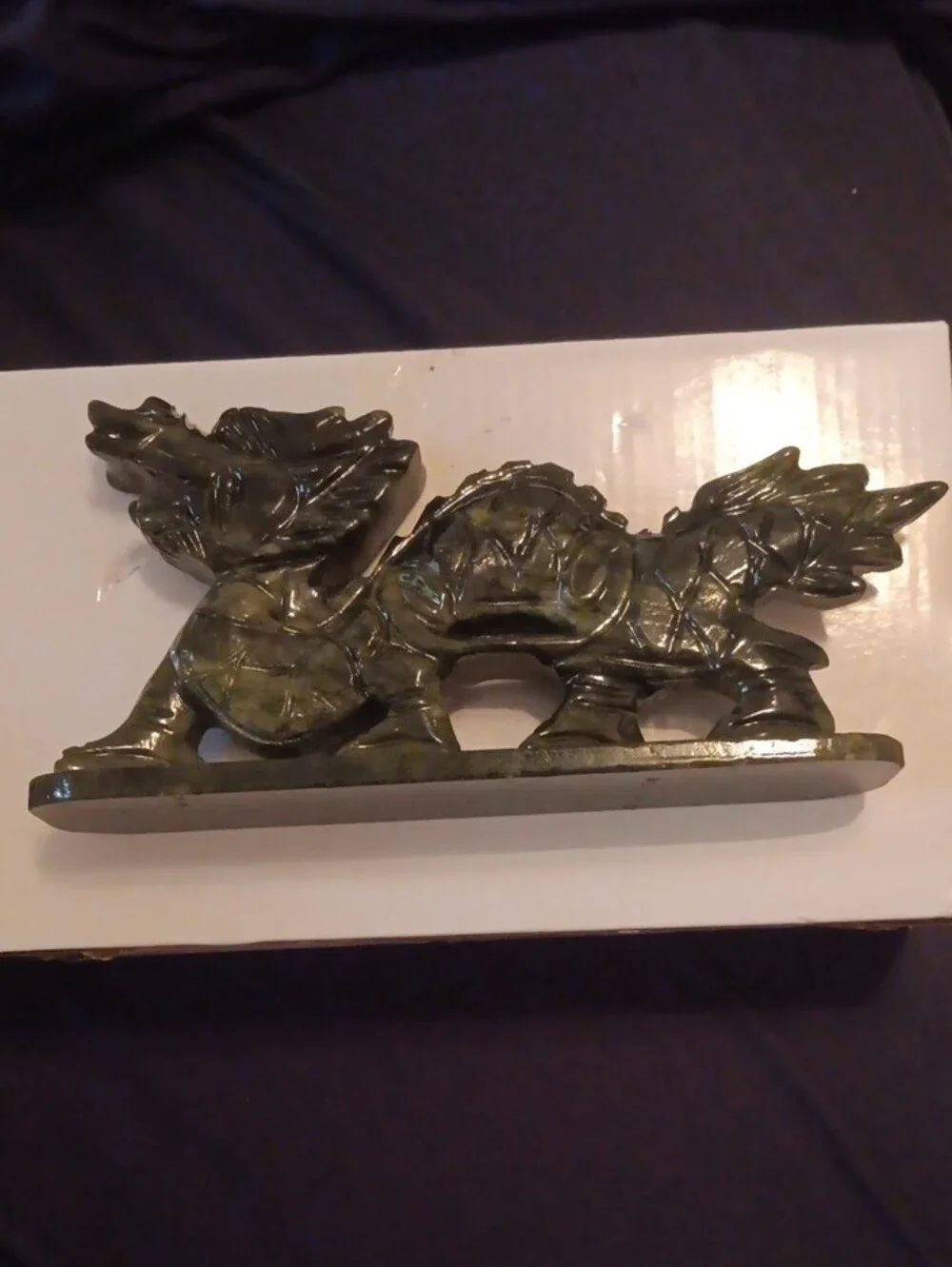 Green Serpentine Dragon Tabletop Figurine